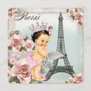 Eiffelturm Vintage Rose Paris Baby Shower Einladung