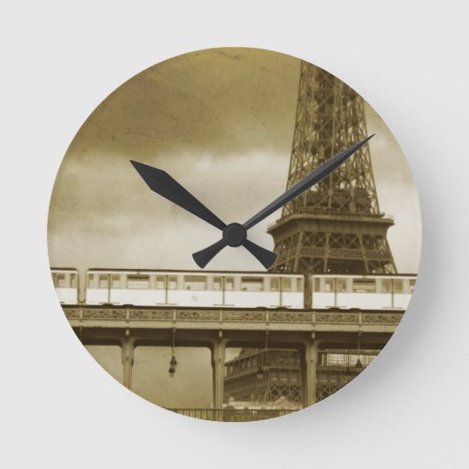 Eiffelturm Vintage-Uhr Runde Wanduhr (Vorderseite)