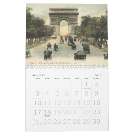 Eiffelturm, VintagePostcardsof Paris in der Ea... Kalender (Jan 2027)
