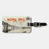 Eiffelturm Vintager französischer Gepäckträger Gepäckanhänger (Vorderseite horizontal)