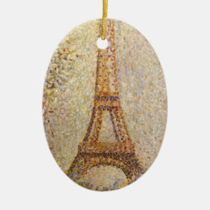 Eiffelturm von Georges Seurat, Vintage Fine Art Keramik Ornament