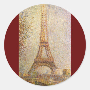Eiffelturm von Georges Seurat, Vintage Fine Art Runder Aufkleber
