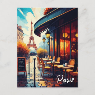 Eiffelturm von Paris von einem Café aus Postkarte