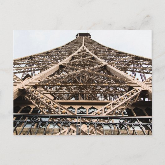 Eiffelturm von unten: Pariser Ironwork Up Clos Postkarte (Vorderseite)