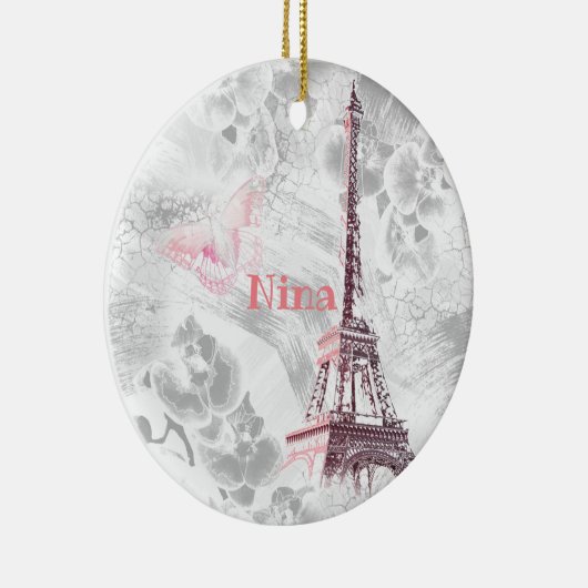 Eiffelturm vor den Orchideen Keramik Ornament (Rechts)