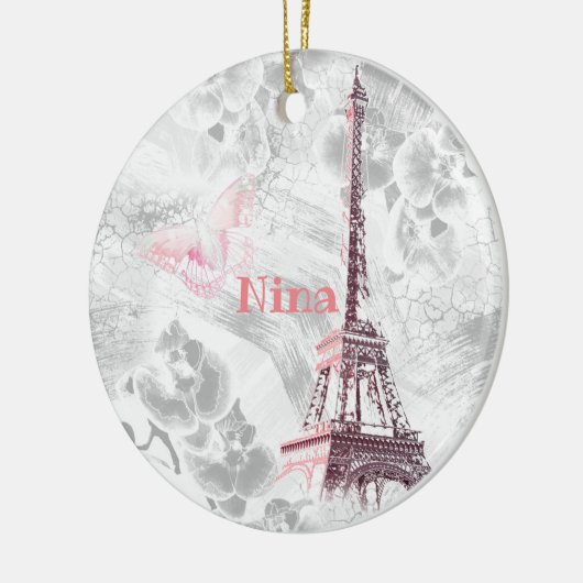 Eiffelturm vor den Orchideen Keramik Ornament (Links)