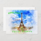 Eiffelturm Wasserfarben Foto Illustration Postkarte (Vorne/Hinten)