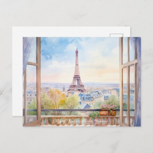 Eiffelturm Wasserfarben Malerei Paris Postkarte (Vorne/Hinten)