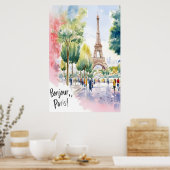 Eiffelturm Wasserfarbenes Traumbild Poster (Küche)