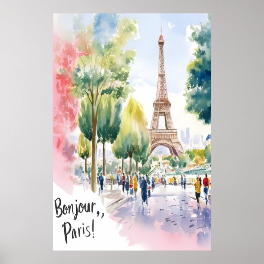 Eiffelturm Wasserfarbenes Traumbild Poster (Vorne)