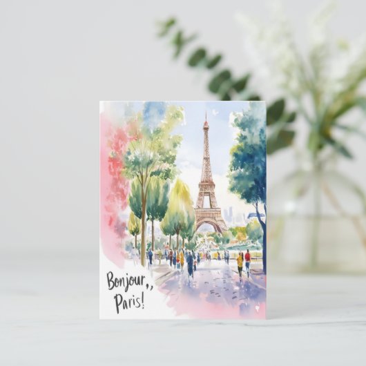 Eiffelturm Wasserfarbenes Traumbild Postkarte (Stehend Vorderseite)