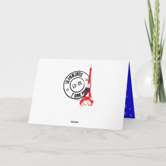 Eiffelturm-Weihnachten Feiertagskarte (Rückseite)