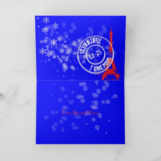 Eiffelturm-Weihnachten Feiertagskarte (Innenseite)
