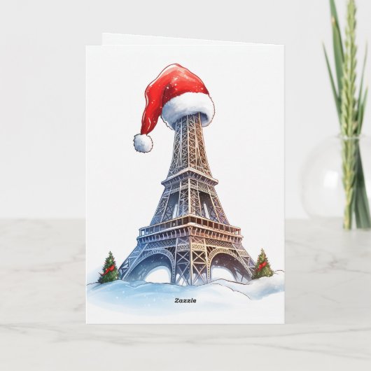 Eiffelturm, Weihnachtsmannmütze Paris Weihnachten (Rückseite)