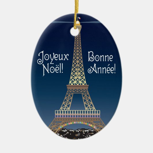 Eiffelturm-Weihnachtsverzierung Keramik Ornament (Vorne)