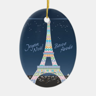 Eiffelturm-Weihnachtsverzierung Keramikornament