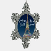 Eiffelturm Weihnachtszitzer Schneeflocken Zinn-Ornament (Links)