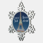 Eiffelturm Weihnachtszitzer Schneeflocken Zinn-Ornament (Rechts)