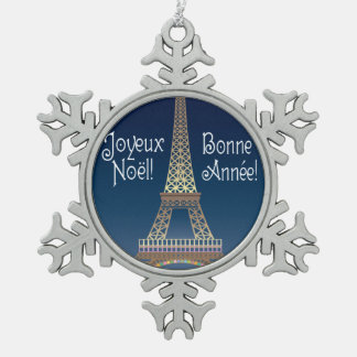 Eiffelturm Weihnachtszitzer Schneeflocken Zinn-Ornament