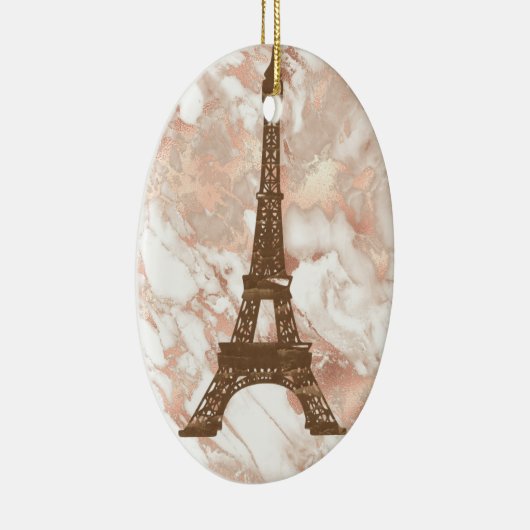 Eiffelturm Weiß, Rose Gold Marmor Weihnachten Keramik Ornament (Rechts)