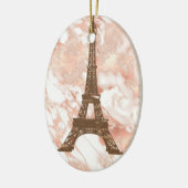 Eiffelturm Weiß, Rose Gold Marmor Weihnachten Keramik Ornament (Links)