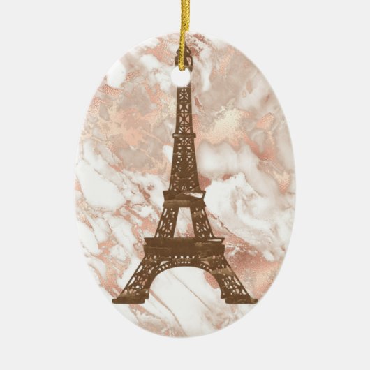 Eiffelturm Weiß, Rose Gold Marmor Weihnachten Keramik Ornament (Vorne)