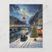 Eiffelturm Winterlandschaft Vintager Stil Postkarte (Vorderseite)