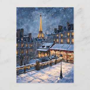 Eiffelturm Winternachtszene Postkarte