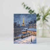 Eiffelturm Winternachtszene Postkarte (Stehend Vorderseite)