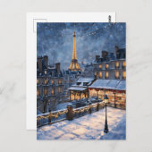 Eiffelturm Winternachtszene Postkarte (Vorne/Hinten)
