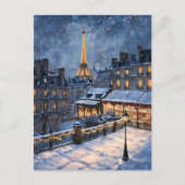 Eiffelturm Winternachtszene Postkarte (Vorderseite)