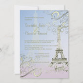 Eiffelturm + Wirbel Hochzeitsaufenthalte Einladung (Rückseite)