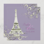 Eiffelturm + Wirbel Hochzeitsaufenthalte Einladung (Vorne/Hinten)