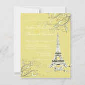 Eiffelturm + Wirbel Hochzeitsaufenthalte Einladung (Rückseite)