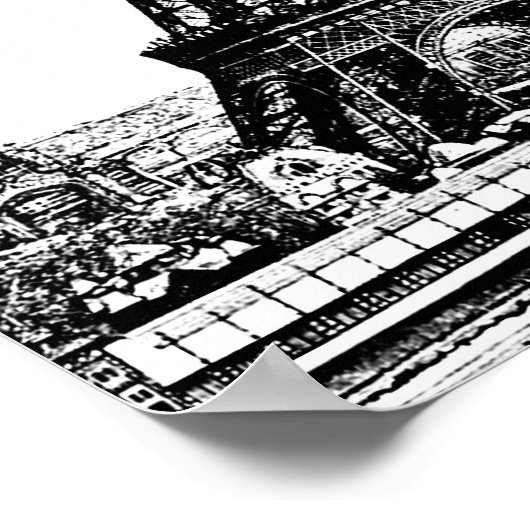 Eiffelturm Zeichnend 19. Jahrhundert Poster (Ecke)