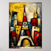 Eiffelturm — zeitgenössischer abstrakter Expressio Poster (Vorne)