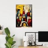 Eiffelturm — zeitgenössischer abstrakter Expressio Poster (Heimbüro)