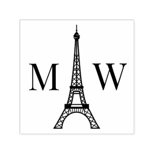 Eiffelturm Zwei Initialen Paar Hochzeitsmonogramm Permastempel