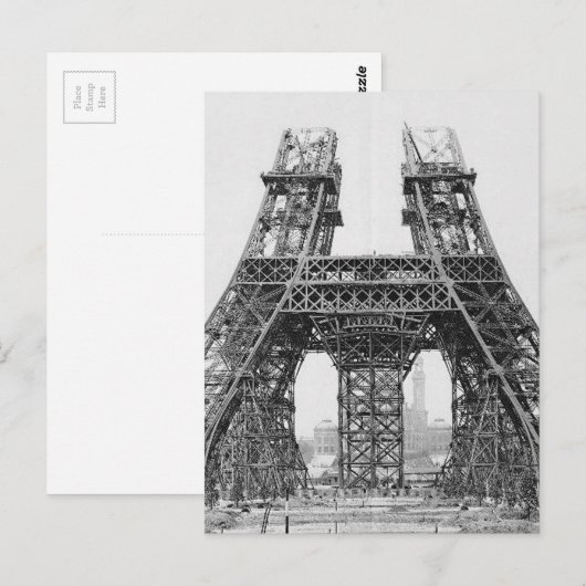 Eiffelturmbau Postkarte (Vorne/Hinten)