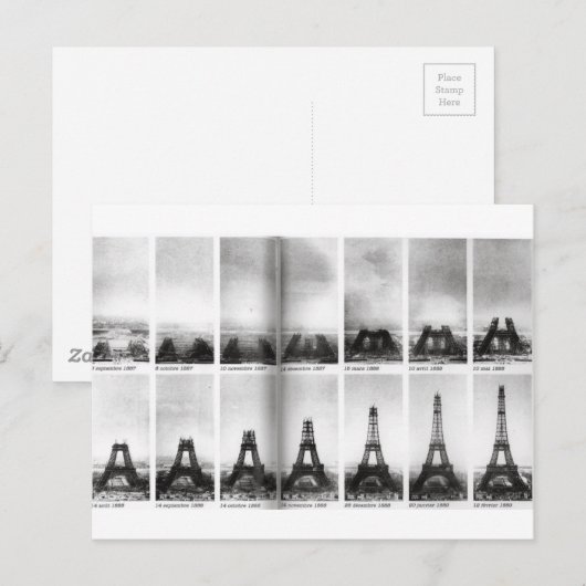 Eiffelturmbau Postkarte (Vorne/Hinten)