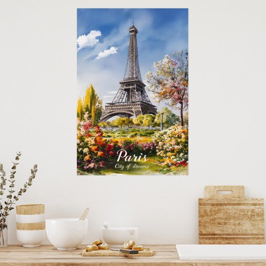Eiffelturmblüten im Springtime Paris Poster (Küche)