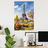 Eiffelturmblüten im Springtime Paris Poster (Heimbüro)