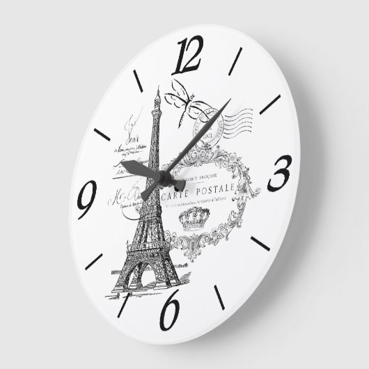 Eiffelturmcollage Große Wanduhr (Winkel)