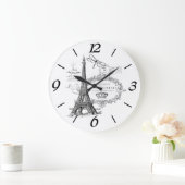 Eiffelturmcollage Große Wanduhr (Zuhause)
