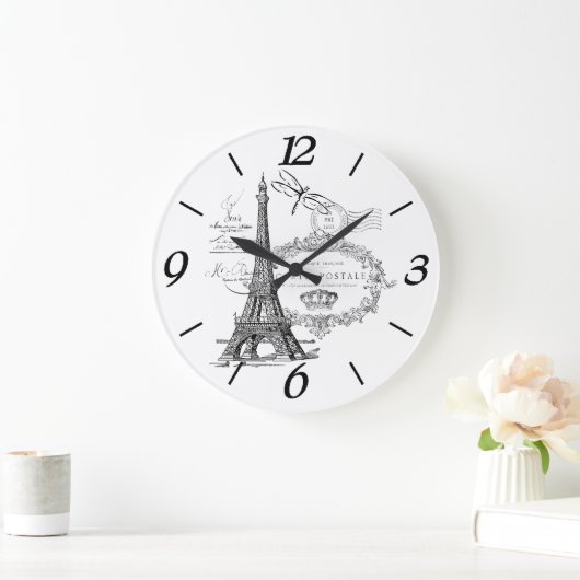 Eiffelturmcollage Große Wanduhr (Zuhause)