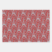 Eiffelturme und Blume Rot Geschenkpapier Set (Vorderseite 2)