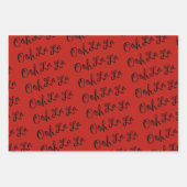 Eiffeltürme und Blume Rot und Schwarz Geschenkpapier Set (Vorderseite 3)