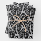 Eiffeltürme und Blume Schwarz Geschenkpapier Set (Beispiel)