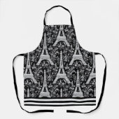 Eiffeltürme und Blume Schwarz Schürze (Vorderseite)