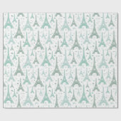 Eiffeltürme und Herzen Geschenkpapier (Flach)